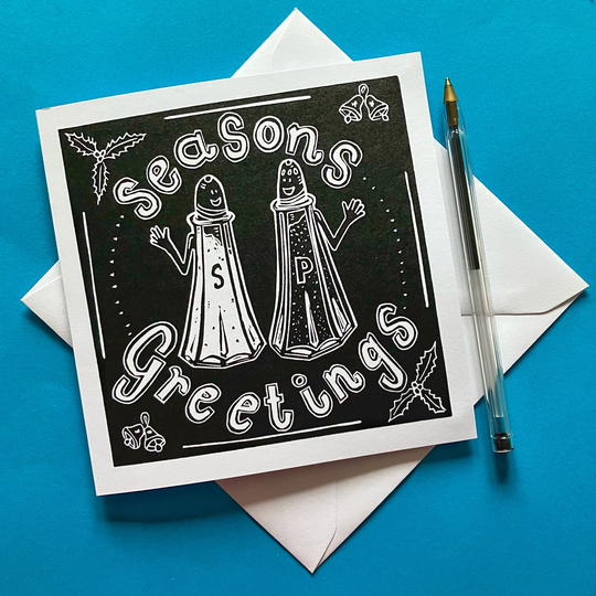 Seasons Greetings. Christmas Card By Pamela Scott. Square Xmas Card. Approx 6" X 6