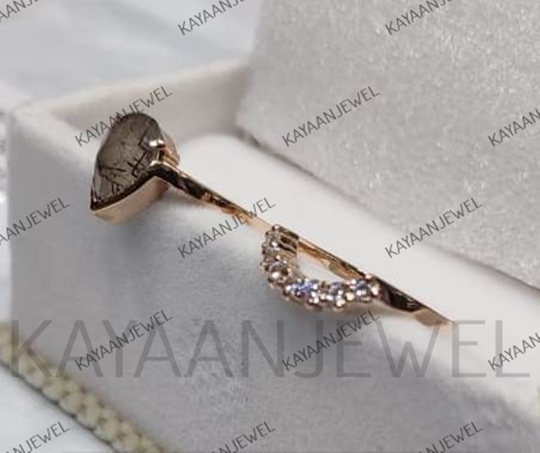 2.3Ct Salt & Pepper Pear Cut Diamond Engagement Wedding Ring Set in 925 Sterling Silver, Unique Gifts, Salt Pepper Ring, Valentines Gifts