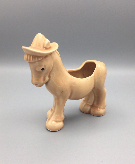 Vintage Ceramic Brown Horse Planter