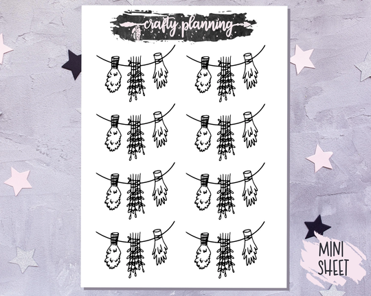 Herb Stickers, Witchcraft Planner Drying Herbs, Pagan Bunting Bunting, Esoteric Stickers