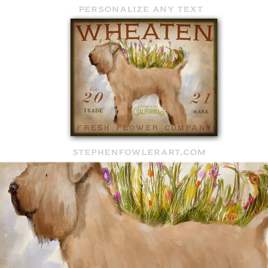 Wheaten Wheatie, Terrier, Dog, Farm, Garden, Gardener, Market, Farmer, Flowers, Herbs, Canvas, Personalized Gift