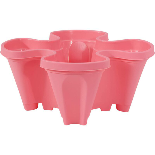 Stackable Vertical Planter Stand, Multi-Layers, Vertical Four Petal Flower Pot with Tray for Garden, Balcony, Strawberry, Herb, Orange, Pink