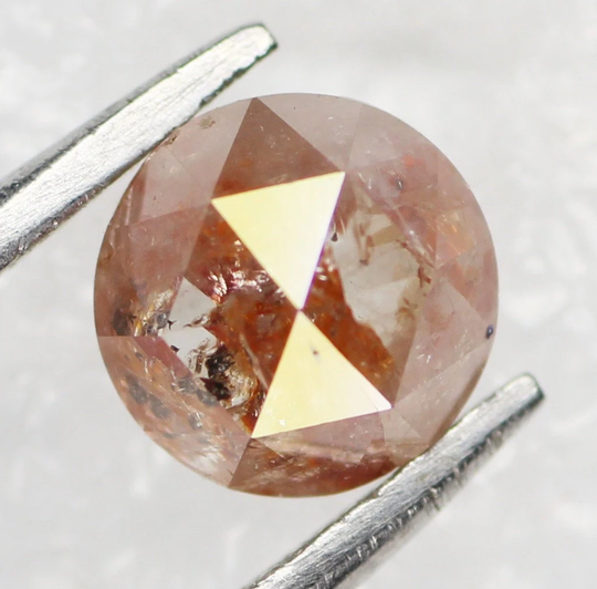 0.72 Ct Salt & Pepper Peach Color Round Rose Cut Natural Loose Diamond, Engagement Ring Jewelry Best Price Diamond, Sg695