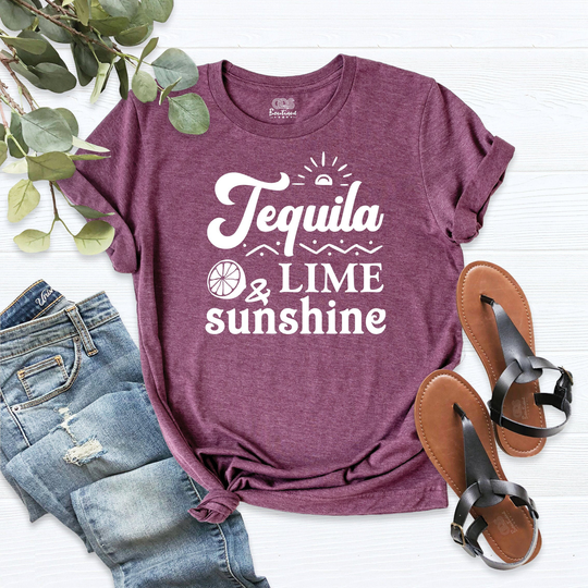 Tequila Lime Shirt, Summer Cinco De Mayo Shirts, Sunshine Season Outfit, Vacation Beach Life Streetwear Shirt