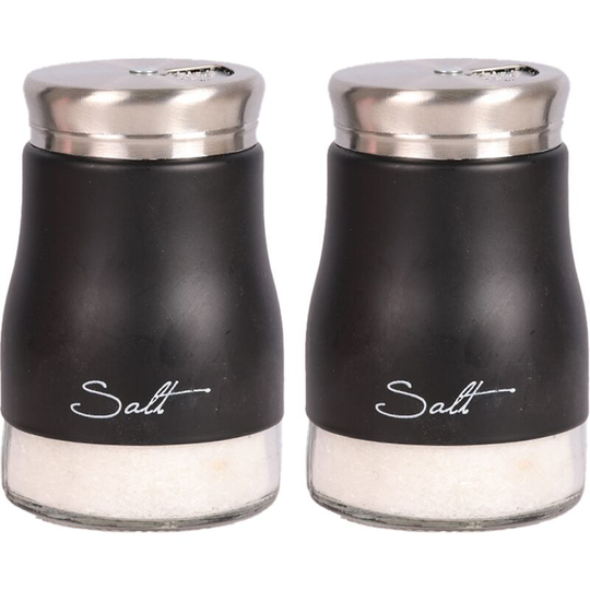 Salt And Pepper Shakers Set, Kitchen Decor, Glass Salt And Pepper Shakers Set, Cute Salt Shaker black