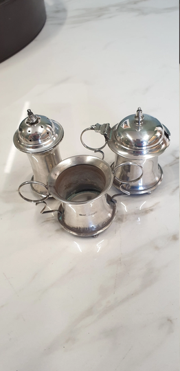 Antique Birmingham Silver 1911 Salt Pepper Set