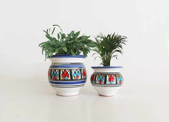 Ceramic Flower Pots | Mini Planters 2 Clay Succulent Planters Minimalist Bohemian Indoors Outdoors Garden