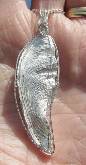 Wire Wrapped Silver Maple Tree Seed Pendant