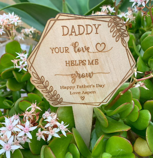 Personalised Father's Day Plant Marker, Engraved Stick, Custom Gift For Dad, Garden Father in Law, Christmas Pop