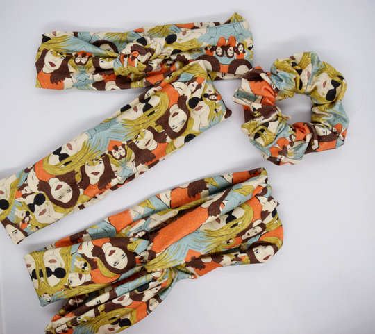Veruca Salt Nina Gordon & Louise Post Print Scrunchie, Turbie Style, Or Top Knot Style Stretch Headbands