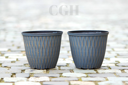 Plastic Round Laval Plant Pot, Patina Bronze, 20cm