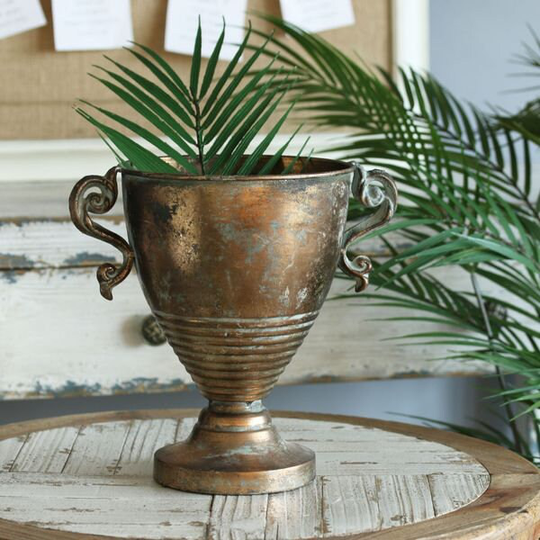 French Vintage Style Gold Bowl Vase | 27cm Brocante Filigree For Flower Displays