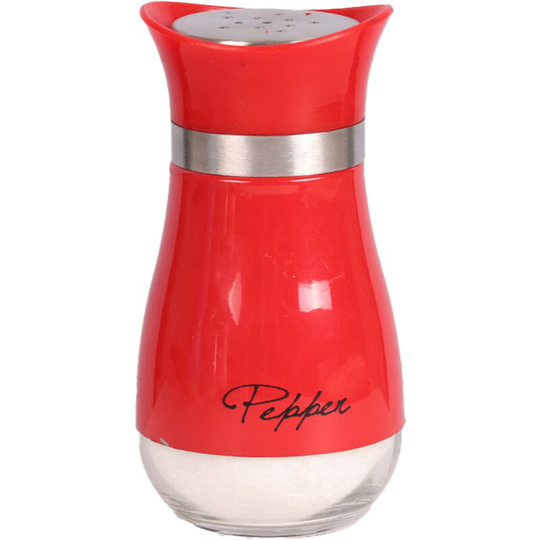 Salt and Pepper Shakers Elegant w/ Clear Glass Bottom | Compact Cooking, Kitchen and Dining Room Use red