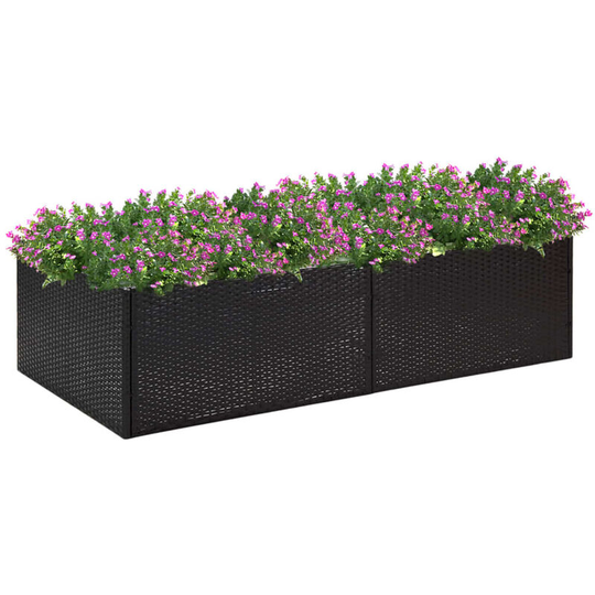 Asupermall - Garden Planter Black 157x80x40 cm Poly Rattan