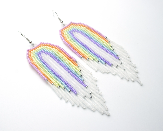 Rainbow Earrings Beaded Seed Bead Beadwork Jewelry