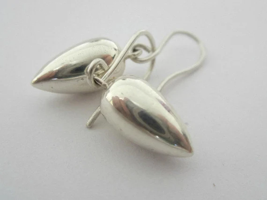 Silver Acorn Earrings Seed Pod Earring Drops Teardrop Botanical Jewelry , Artisan Handmade By Sheri Beryl