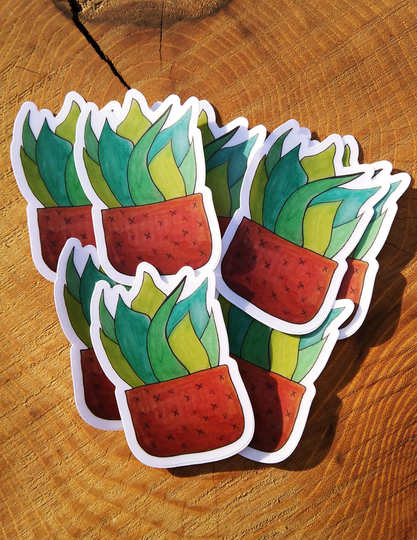 Green Succulent Clear Sticker, Succulent, Desert Plants, Garden, Plant Love, Original Painting Stickers, Watercolor Art, Art