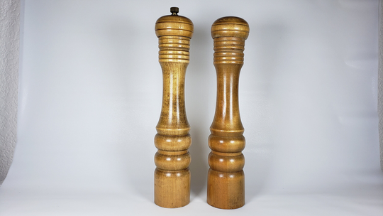 Vintage Wooden Salt Shaker & Pepper Grinder By Vicki Of Japan