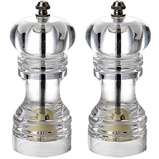 Pepper Mill and Salt Shaker Set of 2 Salt and Pepper Mill Shaker with Adjustable Coarseness-Clear 2pcs5 inch