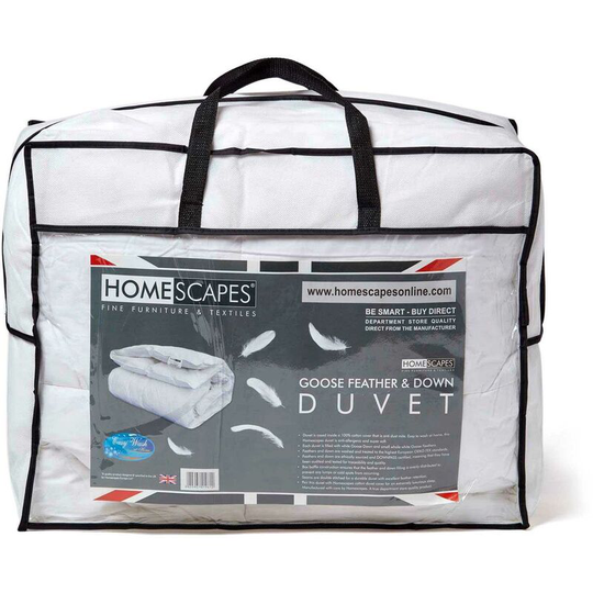 Goose Feather and Down All Seasons King Size Duvet - White - Homescapes