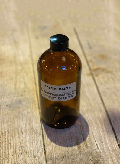 Large Epsom Salt Label On Apothecary Bottle, Vintage Label, Pharmaceutical Apothecary