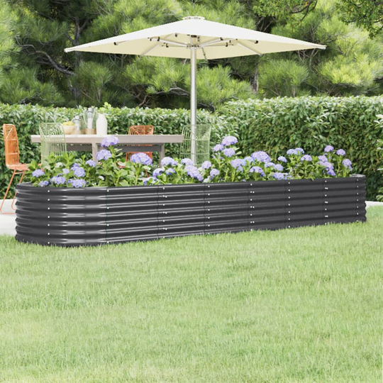 Asupermall - Garden Planter Powder-coated Steel 296x80x36 cm Anthracite