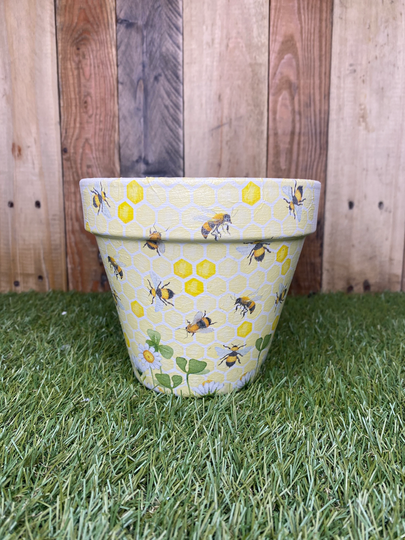 Bee Plant Pot, 15cm Planter , Bumble Bee Honey Bee, Pot, Bee Gift