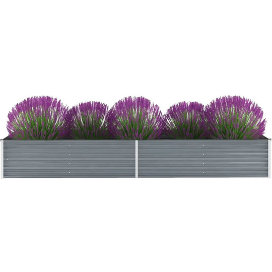 Hommoo - Garden Planter Galvanised Steel 320x80x45cm Grey VD29026