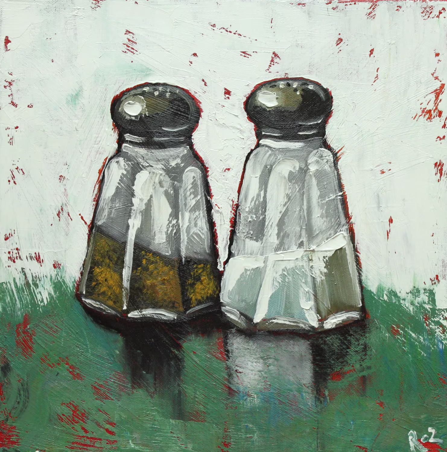 Print Of Salt & Pepper 18 Oil Painting By Roz 10x10Inch