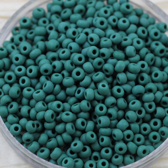 70G 6/0 Matte Blue-Green Czech Seed Beads, 70Grams, Frosted Finish, Fabulous Ceramic Look