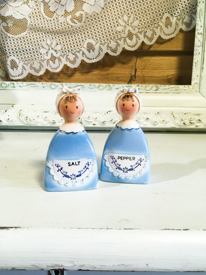 Vintage Salt Pepper Shakers Kitchen Ladies Davar Retro Decor Replacement