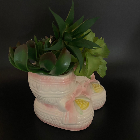 Baby Boots Pastel Planter - Pink Blue Yellow Cream Vintage
