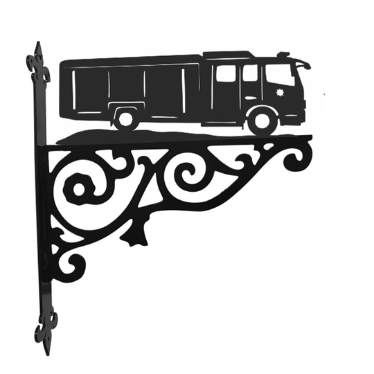Fire Engine Ornamental Hanging Bracket - Contemporary Basket Wall Mounted Decorative Garden Black
