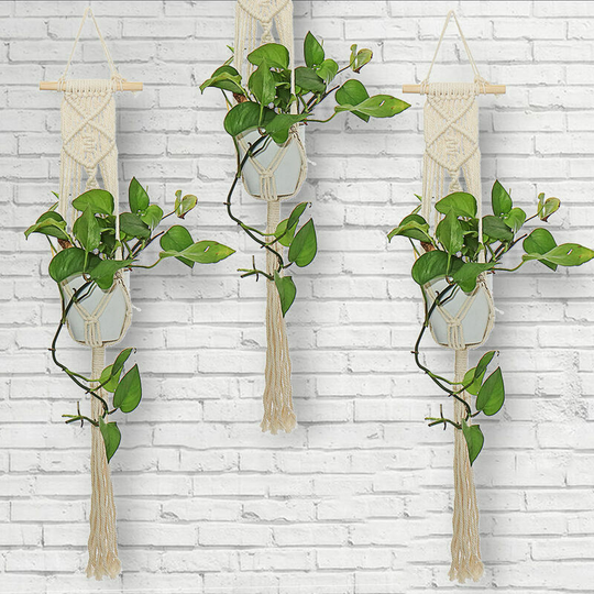 Handmade Plant Pot Holder Macrame Hanger Flower Planter Jute Rope Hanging Basket (TypeK)