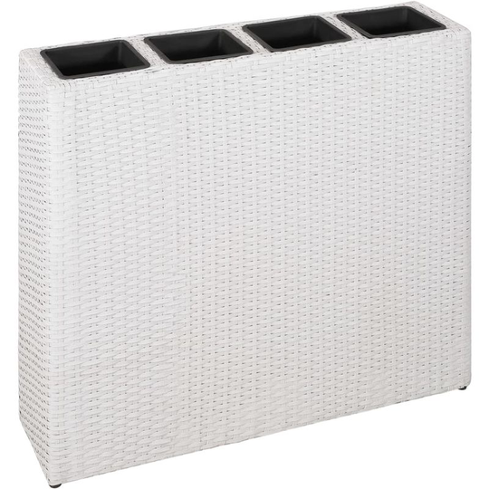 Hommoo - Garden Planter with 4 Pots Poly Rattan White VD29559