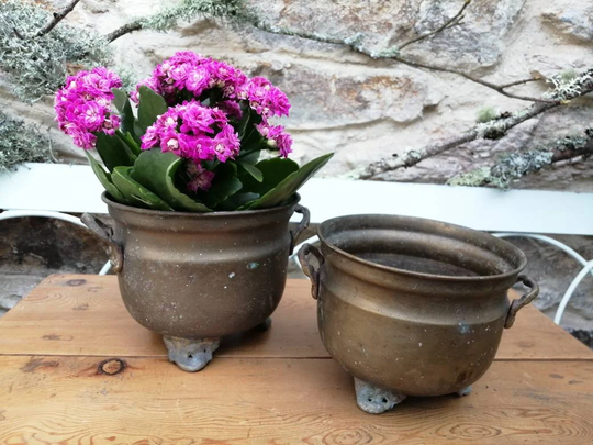 Two Vintage Brass Planters - Jardiniere, Plant Pots