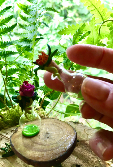 Miniature Flower Fairy Bottle, Gift For Storing Tiny Items/Wishes/Spells Witches/Wizards/ Fairy Garden /Herbs Or Oils