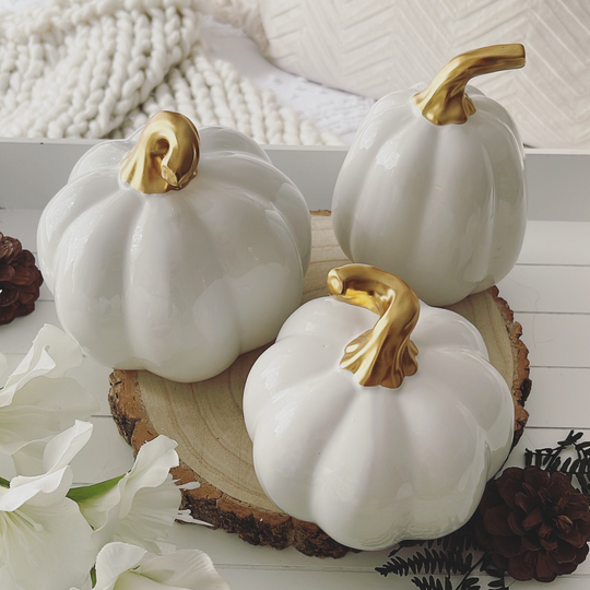 White & Good Ceramic Pumpkin - 3 Sizes Available Autumn- Autumnal Seasonal Decor