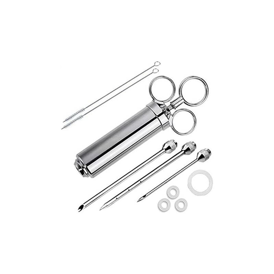 LITZEE Meat Injector with Needles and Brushes Turkey Baster Seasoning & Marinade Injector Flavor Syringe BBQ Tool for Turkey, Chicken, Brisket,