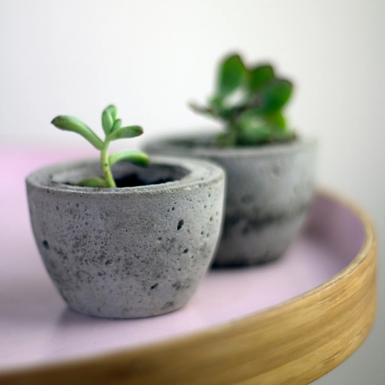 Plain Concrete Planter Set