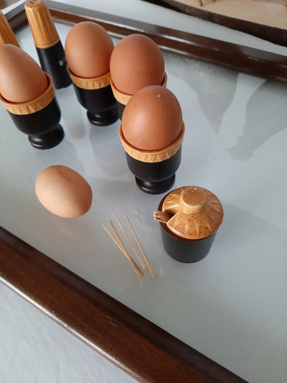 Egg Cups & Salt Pepper Toothpick Set