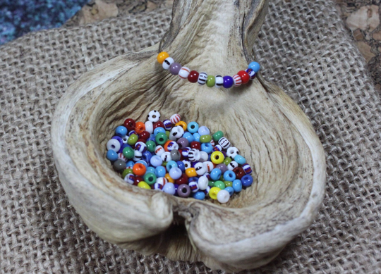 8/0 Multicolor & Striped Mix Seed Bead | 10G | B0027, Size 8 Stripe Seed Bead, Rainbow Multicolor Striped Beads