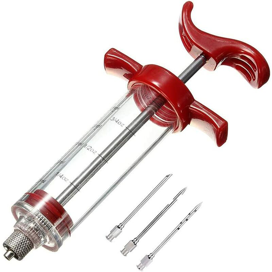 Heguyey - Kitchen Seasoning Injector Injector Plastic Marinade Sauce Injector Meat Injector Syringe, Stainless Steel Marinade Flavoring Injector Kit
