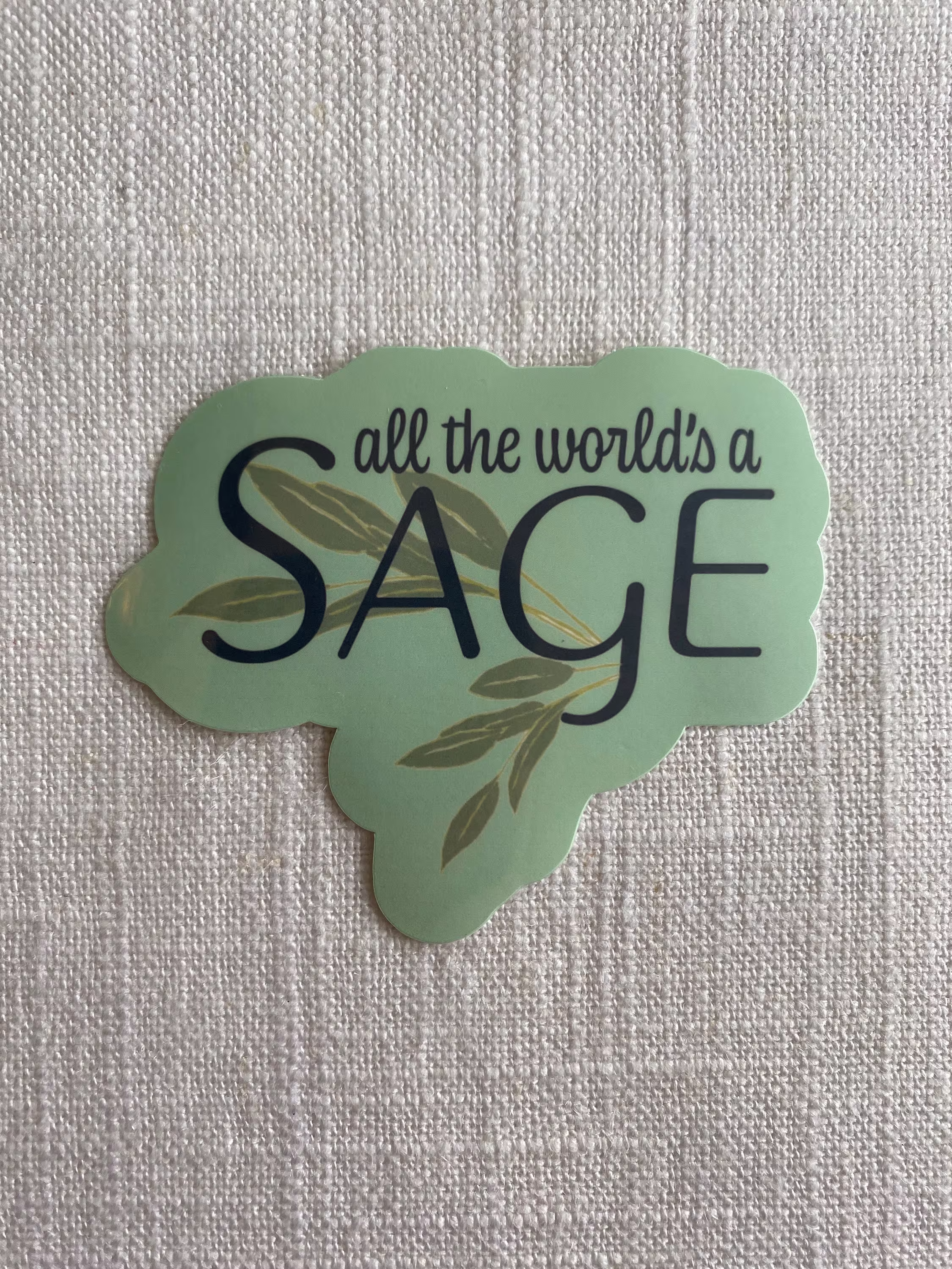 Plant Sticker ~ Waterproof Herb Laminated Water Bottle All The World's A Sage