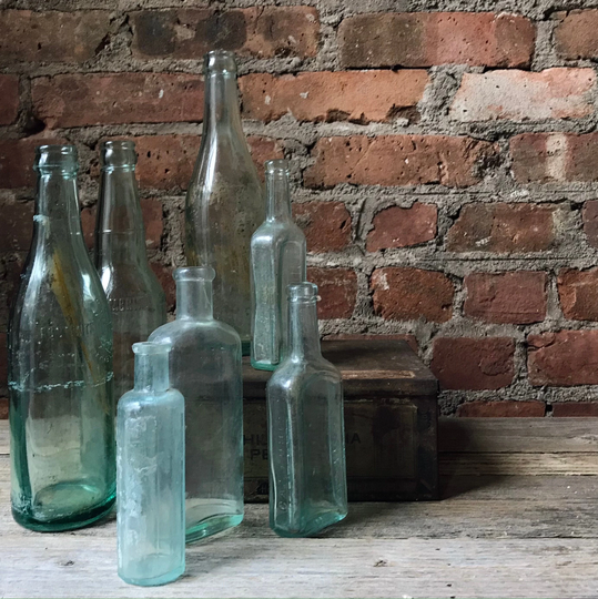 Variety Of Aqua Antique Glass Medicine Bottles - Sold Individually