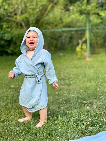 Natural Dyeing, Hooded Baby Bathrobe, Children Dressing Gown, Summer Clothes, Kids Kimono, Child Bath Towel, Clothing, Indigo