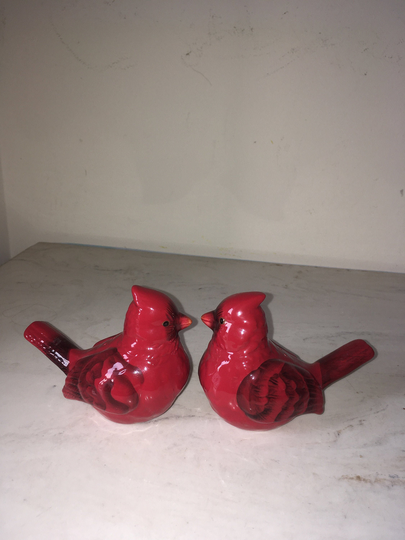 Vintage Red Bird Cardinal & Pepper Shakers Sadek J Willfred Porcelain Salt Pepper, Housewarming Charles