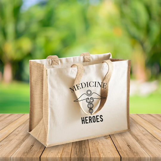 Medicine Heros Jute Bag, Nursing Student Gift Doctor Superhero Jute, Hospital Personal Special Cotton Bag