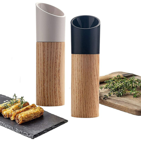 Salt and Pepper Mill Set, Wooden Pepper Mill, 2 Pcs Wooden Pepper Mills for Professional and Home Use in the Kitchen