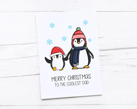 Happy Christmas Card | Merry Coolest Dad Penguin